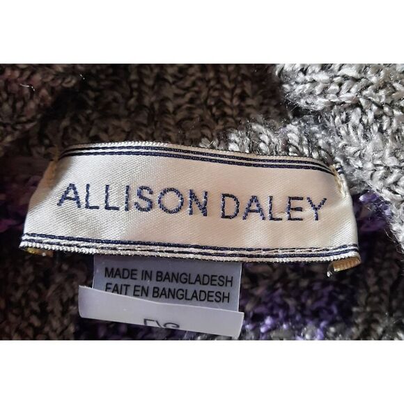 Allison Daley Cardigan Gray Purple Knit Button Front Textured Long Sleeve - Picture 6 of 8